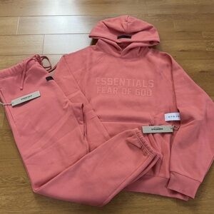 Essentials Pink Hoodie and Sweatpants Set